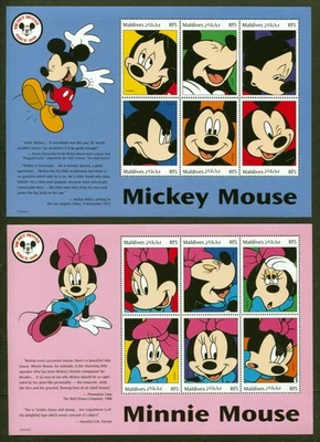 Maldivas Sc# 2351-6, Disney - Mickey Mouse 70 Aniversario Juego de 6 hojas, SCV: $42 Foto 1 de 3
