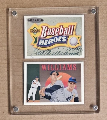 Juego de 2 cartas 177/406 1992 Upper Deck Heroes Ted Williams Red Sox auto firmado por UDA Foto 1 de 3