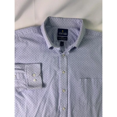 Camisa de vestir ajustada Stafford 18 36-37 estampado de puntos azules viaje fácil cuidado tela ancha Foto 1 de 4
