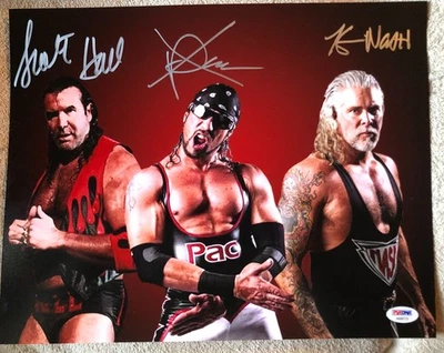 Фотография Скотта Холла, X-Pac и Кевина Нэша с автографом 11x14 с полным сертификатом подлинности PSA - Изображение 1 из 4