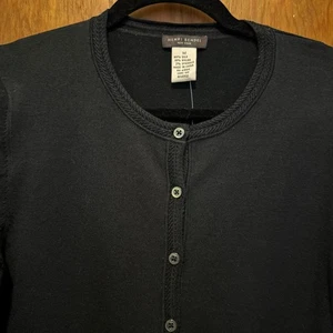 Cárdigan básico Henri Bendel New York mezcla de seda negro M sin existencias nuevo con etiquetas - Imagen 1 de 10