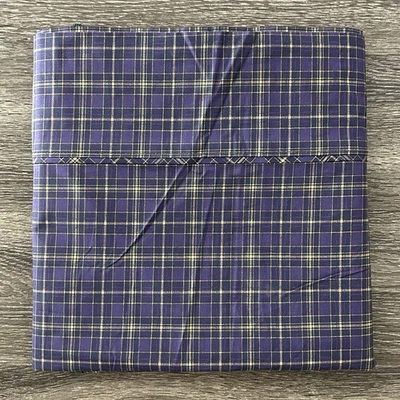 Tela artesanal de sábana plana doble a cuadros amarillo púrpura Lauren Ralph Lauren DEFECTOS Foto 1 de 4