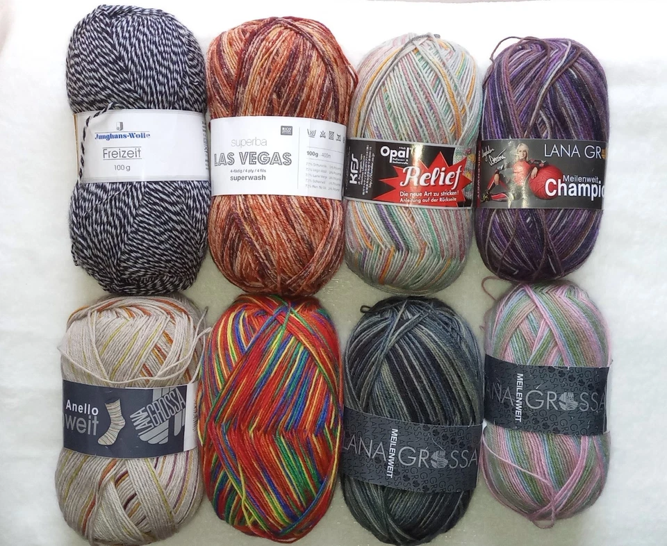 800g  verschiedene Marken-Sockenwolle Garnpakete &-Sets Paket 4-fach Wolle - Bild 1 von 1