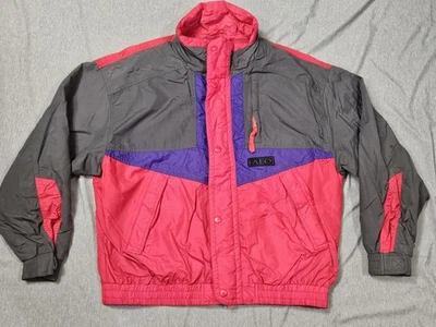 Vintage American Eagle Jacket Windbreaker Mens Large Pink Gray Colorblock 90s - Image 1 of 4