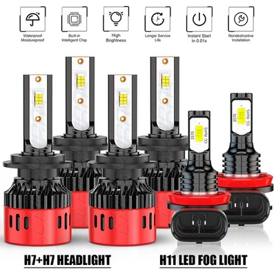 For Mercedes Benz ML350 2006-11 Combo 6X LED Headlight Fog Light Bulbs Kit 6500K - Image 1 of 4