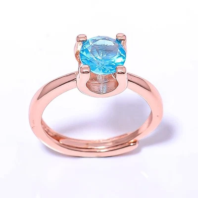 Mystic Topaz Silver Plated Jewelry Rose Gold Plated Ring s.Adjst C379-6_3 - Image 1 of 4