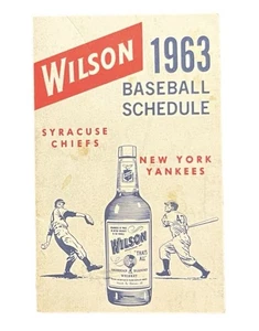 Vintage 1963 New York Yankees Syracuse Chiefs Pocket Schedule Early Old Baseball - Picture 1 of 4