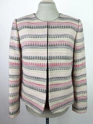 Chaqueta de Vestido Tahari Lavine 6P Rosa Multi Forrada Top Gancho Texturizado Blazer de Negocios Foto 1 de 4