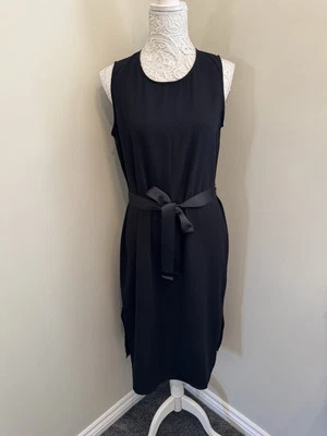 VESTIDO MIDI LA REDOUTE DAMAS NEGRO SIN MANGAS CON CINTURÓN REINO UNIDO TALLA 12 Foto 1 de 4