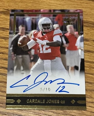 2016 Leaf Ultimate Draft Cardale Jones Gold Auto 5/10 Ohio State Buckeyes OSU - Image 1 of 2