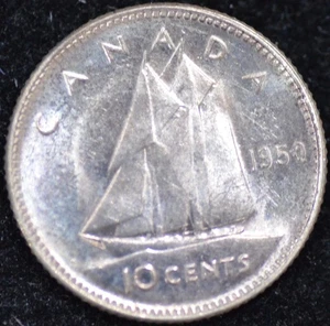 1950 BRILLANT BANKFRISCH 80% SILBER Kanadier 10 Cent - Bild 1 von 2