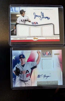 Lot Of 2 Topps & Panini Team USA Joey Gallo & Brandon Finnegan Auto/Relic - Image 1 of 2