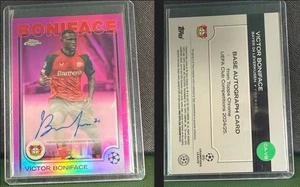 Victor Boniface Pink Auto 191/250 2024-25 Topps Chrome UEFA UCC 1:446 Hobby - Picture 1 of 3