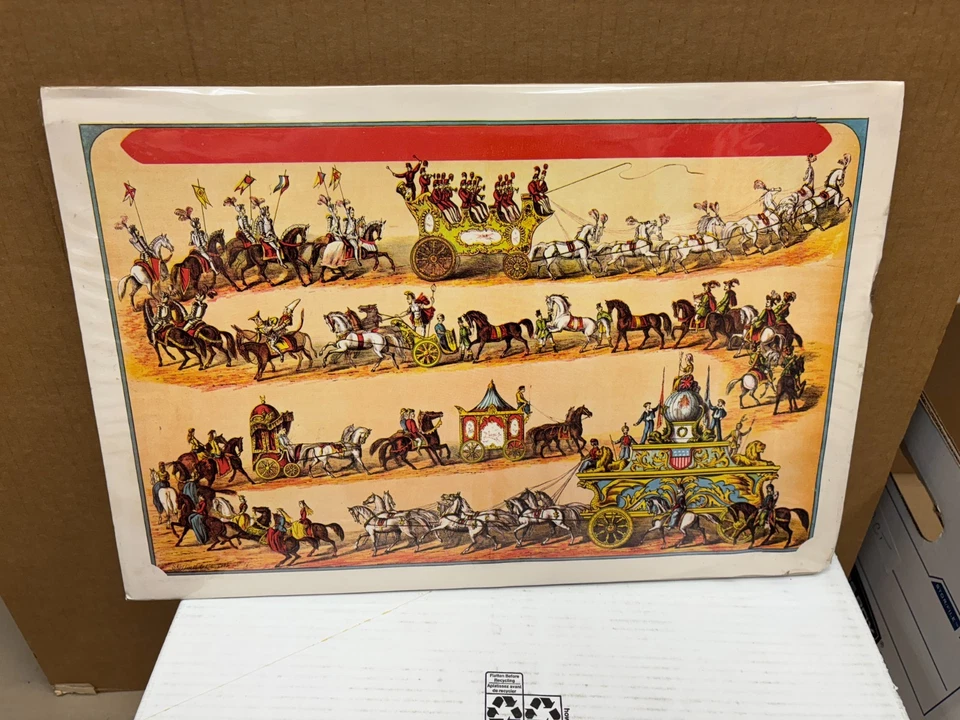 VINTAGE CIRCUS PARADE ART WORK UNKNOWN CIRCUS 12X18 - Image 1 of 1
