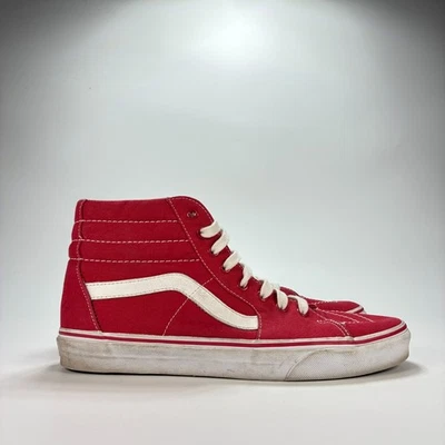 Vans Sk8-Hi Red White Canvas Lace Up High Top Skate Shoes 721356 Men’s Size 10.5 - Image 1 of 4