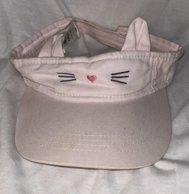 Sombrero ajustable Carter's rosa corazón entrecerrar los ojos cara de gato visera de sol Foto 1 de 2