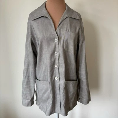 Blazer Jenne Maag Vintage Gris Mezcla de Lino Pecho Único Botón Delantero Usado en Excelente Condición S Foto 1 de 4