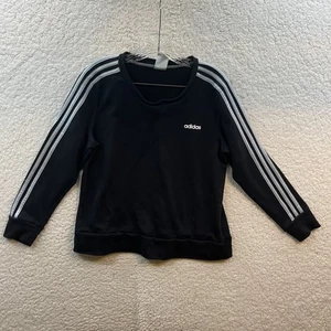 Adidas Pullover Jacket Women's Large Black Logo Outdoor Athletic Sport Striped - Picture 1 of 12