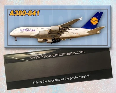 Lufthansa Airlines Airbus A380 Hecho a Mano 2" x 5" Imán de Nevera (PMT1659) Foto 1 de 4