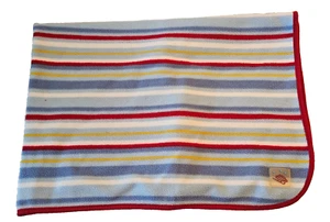 Vintage Gymboree Fleece Baby Blanket Stripes Holiday Christmas Sled 2001 30x40 - Picture 1 of 4