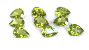 10 Pc AAA Natural Peridot 9X6mm Calibrated Pear Shape Faceted Cut Loose Gemstone - Picture 1 of 5