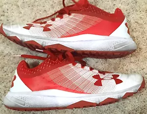 GIRLS WOMENS-UA UNDER ARMOUR COURT VOLLEYBALL SHOES-SIZE 8.5 8 1/2-RED/WHITE - Picture 1 of 9