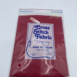 Regency Mills Aida Cross Stitch Fabric Red 12" x 18" 100% Cotton New 14 Count - Picture 1 of 5