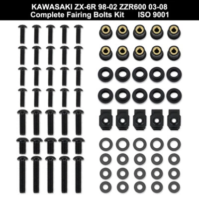 Juego de tornillos de carenado completo apto para Kawasaki ZZR600 03-08 ZX6R 98-02 Foto 1 de 4