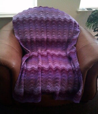 NEW HAND CROCHET PURPLE WINE MULTI  AFGHAN LAP BLANKET LAPGHAN THROW HANDMADE - Image 1 of 4