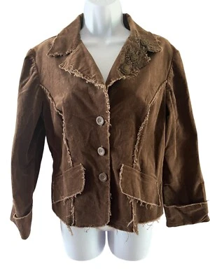 Chaqueta blazer BKE para mujer bordes crudos XL (MÁS COMO UNA MEDIANA) apliques florales Foto 1 de 4