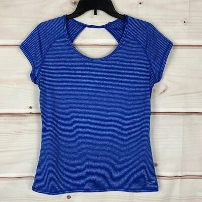 Top C9 Champion para mujer S azul DuoDry manga corta atlético a rayas espalda abierta Foto 1 de 4
