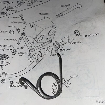 JAGUAR 1964-1974 E-TYPE 42 SIE SIIE S3 V12 XKE C25495 PEDAL DE FREIO MOLA DE RETORNO - Imagem 1 de 2