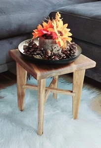 Vintage Hocker Holz FußHocker Badhocker Tritthocker Schemel Bänkchen Fußschemel - Bild 1 von 3