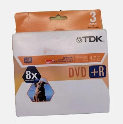 BLANK DVD Recordable  4X  120 Minute Video  4.7 GB 3 Pack Sealed Blank DVD-R TDK - Image 1 of 4