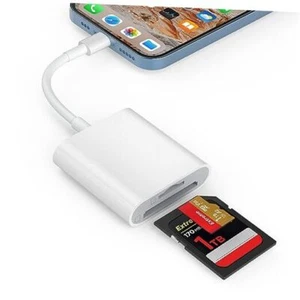 SD Card Reader for iPhone, Memory Card Reader Dual Slots(SD+TF for Lightning) - Picture 1 of 7