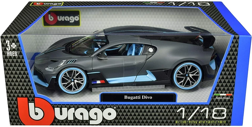 Bburago Bugatti Divo 1:18 Scale Die-cast Model Car Grey / Blue - Image 1 of 1