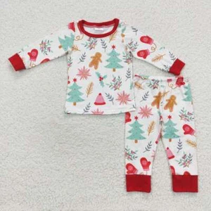 Christmas Party Sleeping Wear Baby Boys X-mas Tree Long Sleeve Pajama Set - Picture 1 of 4