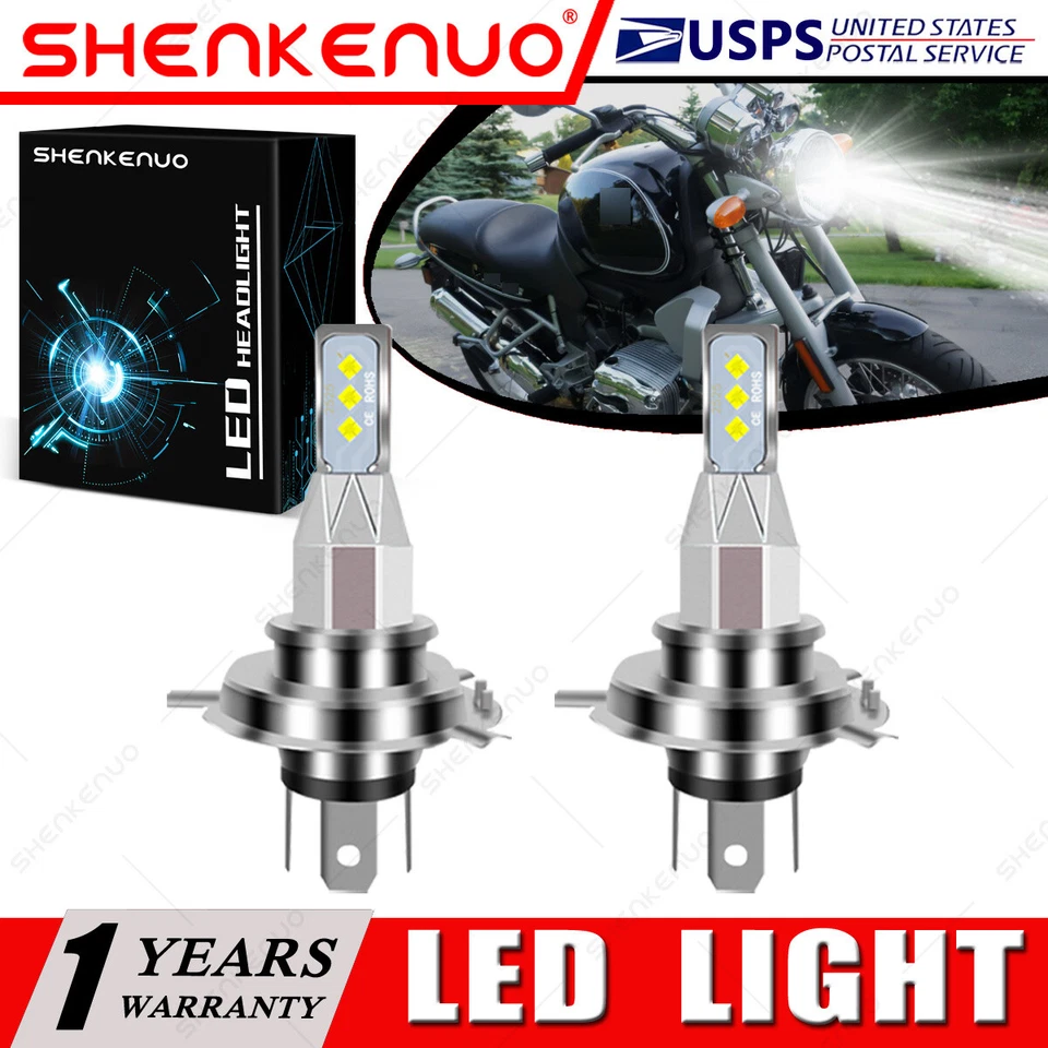 For BMW R100 R1100GS R1100R 2X 9003 H4 LED Headlights Bulbs 55W High Power White - Image 1 of 4