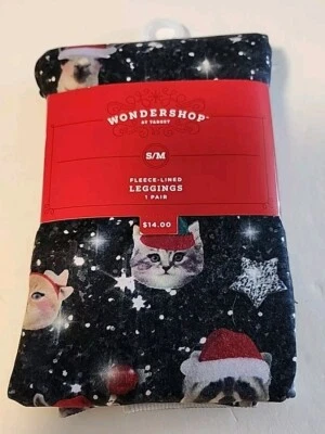 Leggings forrados de vellón Navidad gato vacaciones para mujer talla pequeña/mediana  Foto 1 de 4