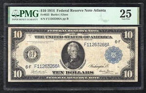 FR 925 1914 $10 FRN FEDERAL RESERVE NOTE ATLANTA, GA BURKE/GLASS PMG VF-25 - Picture 1 of 2