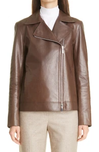 NEW Lafayette 148 New York Aisling Lambskin Leather Moto Jacket Size S - Picture 1 of 11