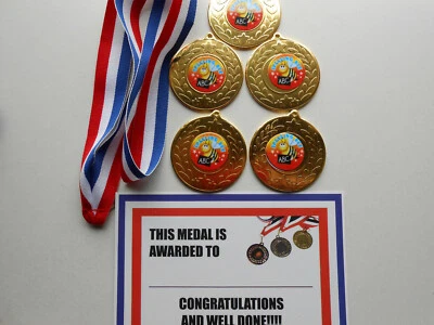 DWL RECHTSCHREIBBIENE MEDAILLE - 50 MM METALL - TOLLE QUALITÄT - MIT BAND / ZERTIFIKAT X 5