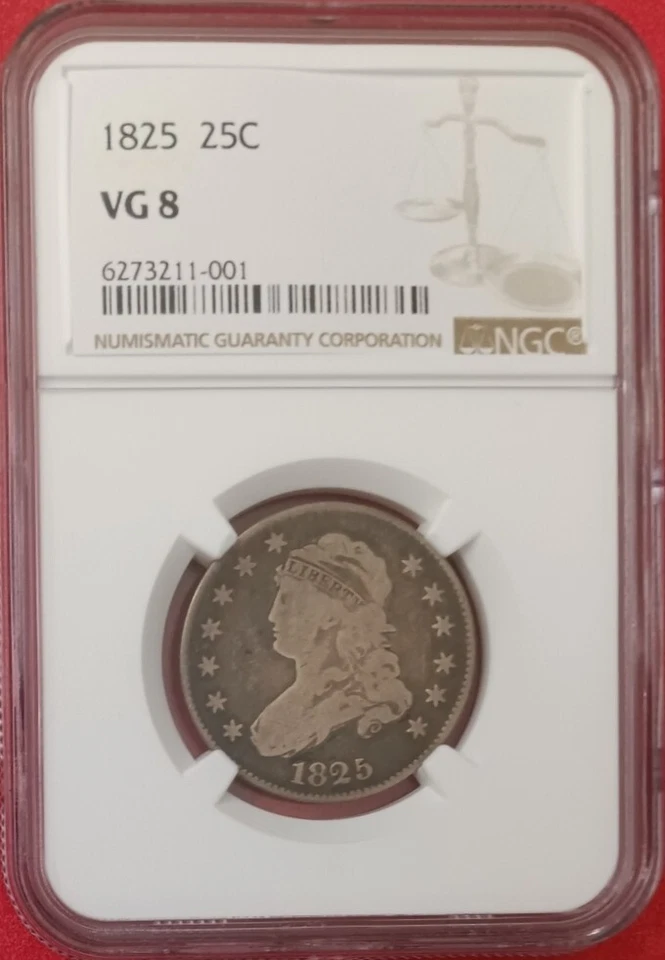 1825/4/2 Capped Bust Quarter, B.2, NGC VG08 - Image 1 of 4