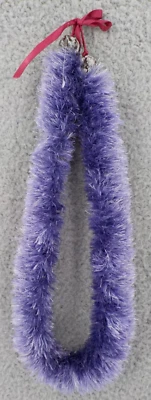 LEI FUZZY PURPLE w PURPLE RIBBON & GRAY-BLACK KUKUI NUTS ONE SIZE FITS MOST NWOT - Image 1 of 4