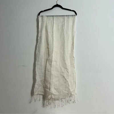 J. Bufanda borla Crew Off White mezcla lino neutra ligera mínima Foto 1 de 4