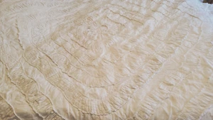 Anthropologie King Quilt White Luxury Clean Rusched Ruffled 100% Cotton - Picture 1 of 24