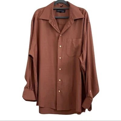 Camisa para hombre Kenneth Cole marrón manga larga abotonada talla 16,5 Foto 1 de 4