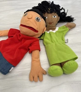 Boy and Girl Hand Puppet Pair Approximately 12 Inch. People Of Color - Picture 1 of 13