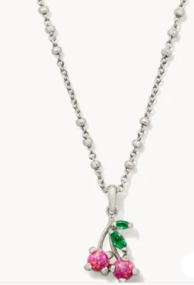 Collar Colgante Kendra Scott Chapado en Rodio Latón Kyocera Ópalo Cereza Nuevo con Etiquetas  Foto 1 de 4