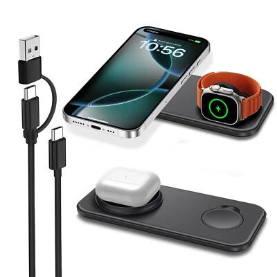 2in1 Wireless Charger Dual Charging Pad For Apple Watch 10 iPhone 16 Pro Max 15 - Image 1 of 4